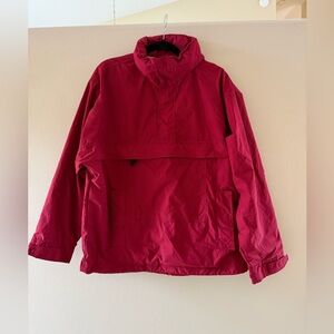 GAP Men’s Red Hooded Lined Windbreaker 1/4 Zip Pullover Jacket Pockets